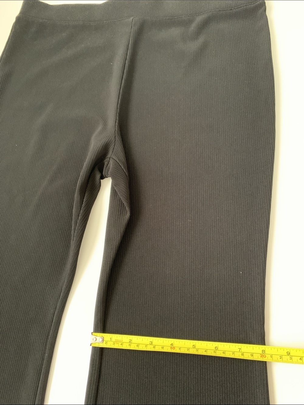 Elodie Black Rib Flare Women Pants with Front Slits Size XL - Picture 6 of 11